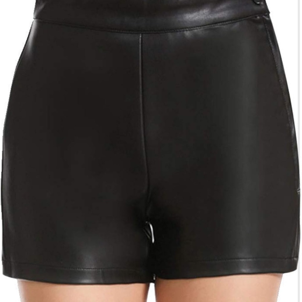High Waisted Faux Leather Black Shorts Medium - Picture 5 of 9